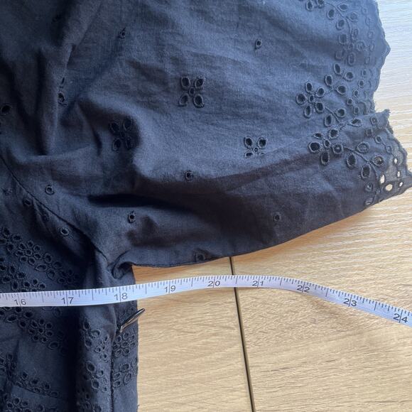 $158 NWT Madewell Eyelet Flutter Sleeve Mini Dress Size 10 Cotton Black NU556 - Picture 5 of 7